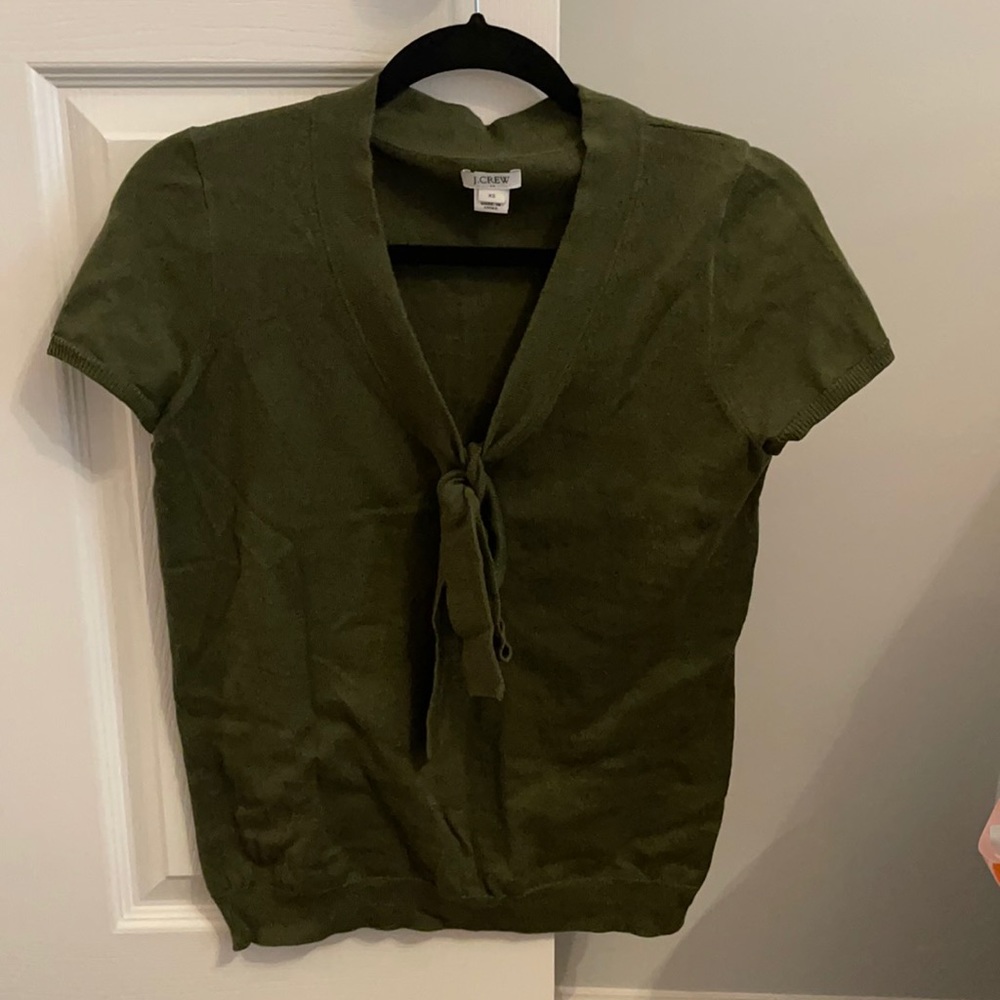 Olive JCrew Short Sleeve Sweater